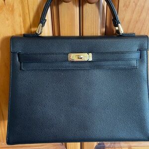 Classic Black Leather Satchel